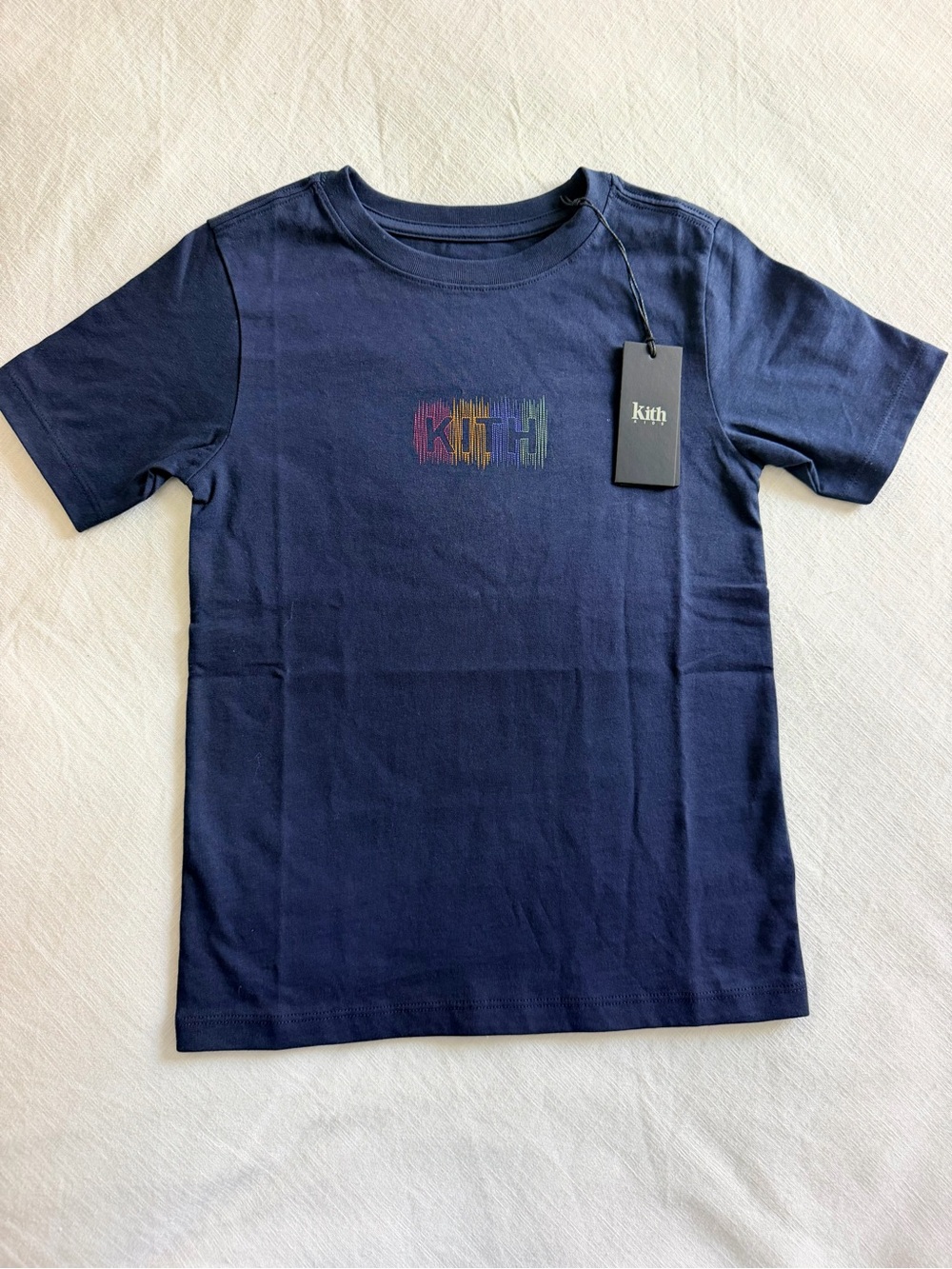 KITH Kids Sketched Box Logo Rainbow Graphic tee in Nocturnal size Small